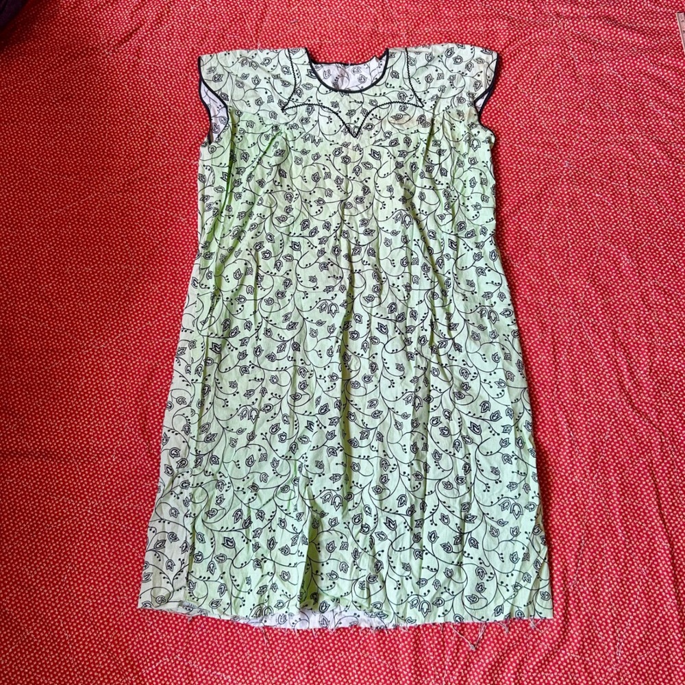 True Vintage antique 1940s cotton Green Floral feed sack dress House Dress